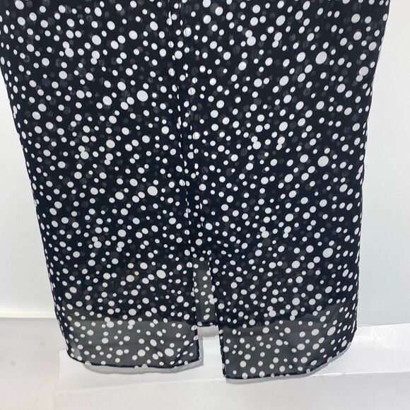 Cartise Women's Black White Polka Dot Button Up Sleeveless Tunic Top Size 12 - Picture 8 of 9